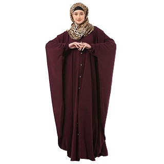 Front open Kaftan with fashionable buttons- Cocoa Bean